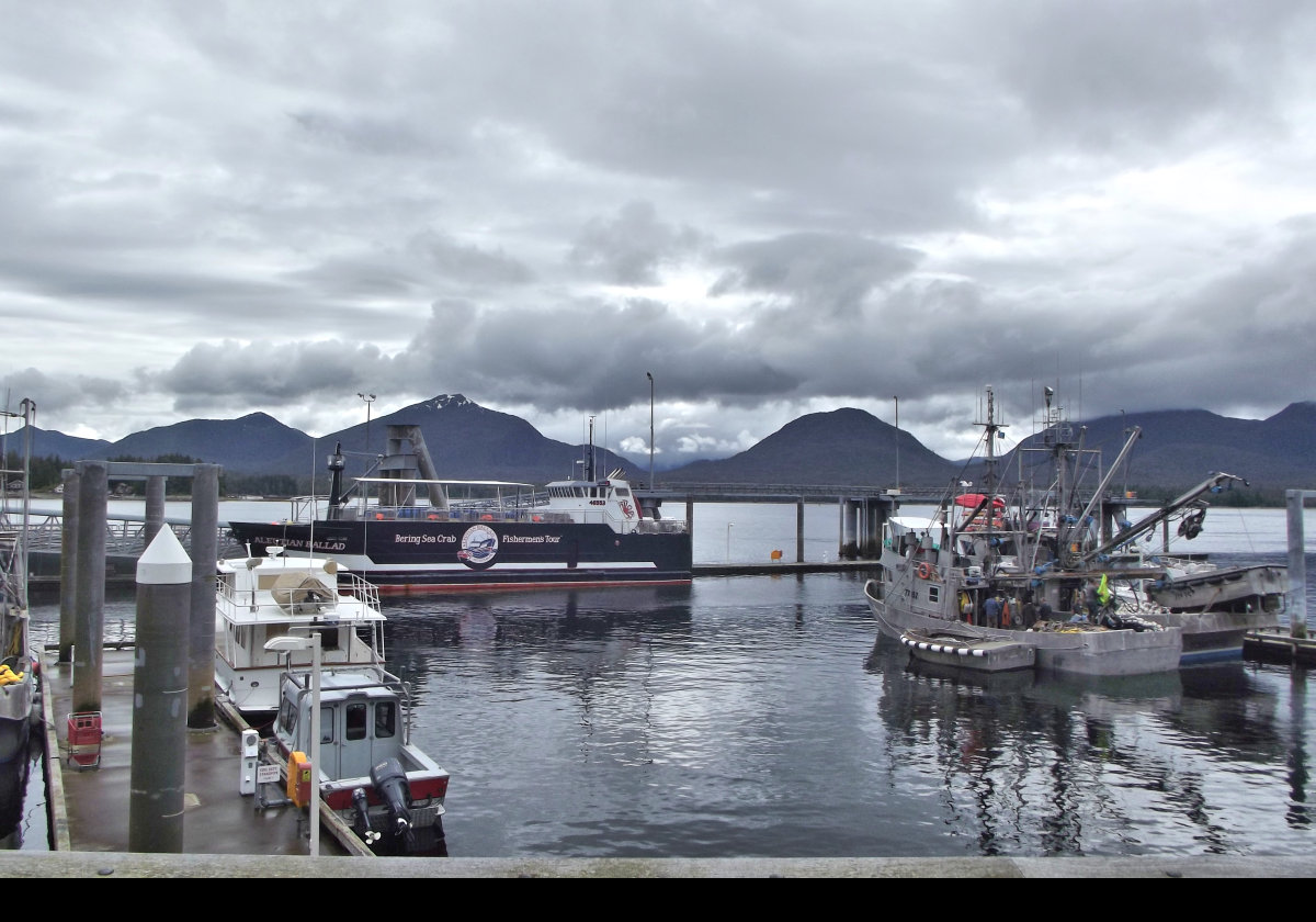 Towards the left is the Aleutian Ballad, as featured on the TV series Deadliest Catch. You can take a 3 hour tour catching crabs, octopus, fish, prawns etc. You also get the chance for some excellent bald eagle sightings, though the captain does throw out some "bait" to bring them in close.