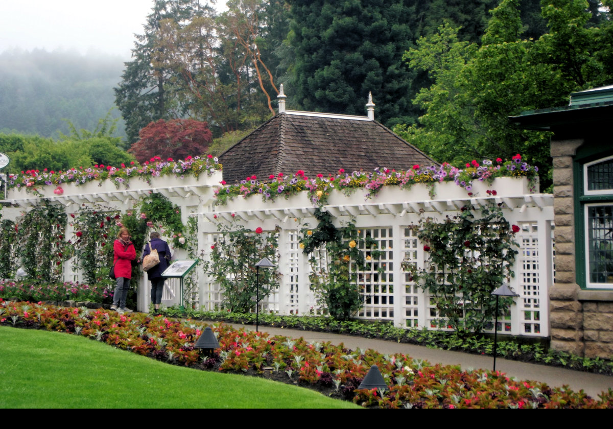 The Dining Room at Butchart Gardens is located behind the trellis.  
