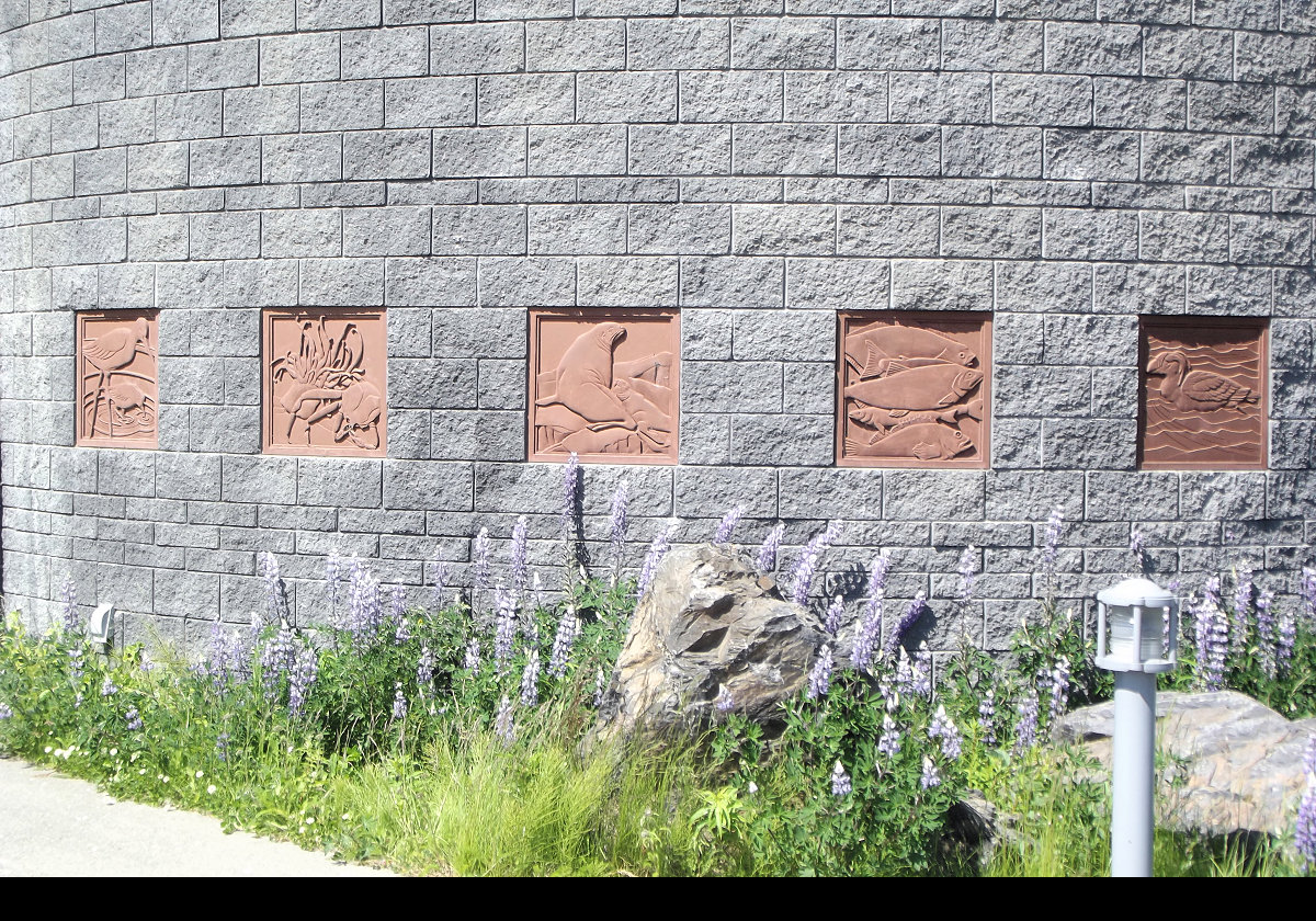 Bas reliefs to the right of the visitors center.