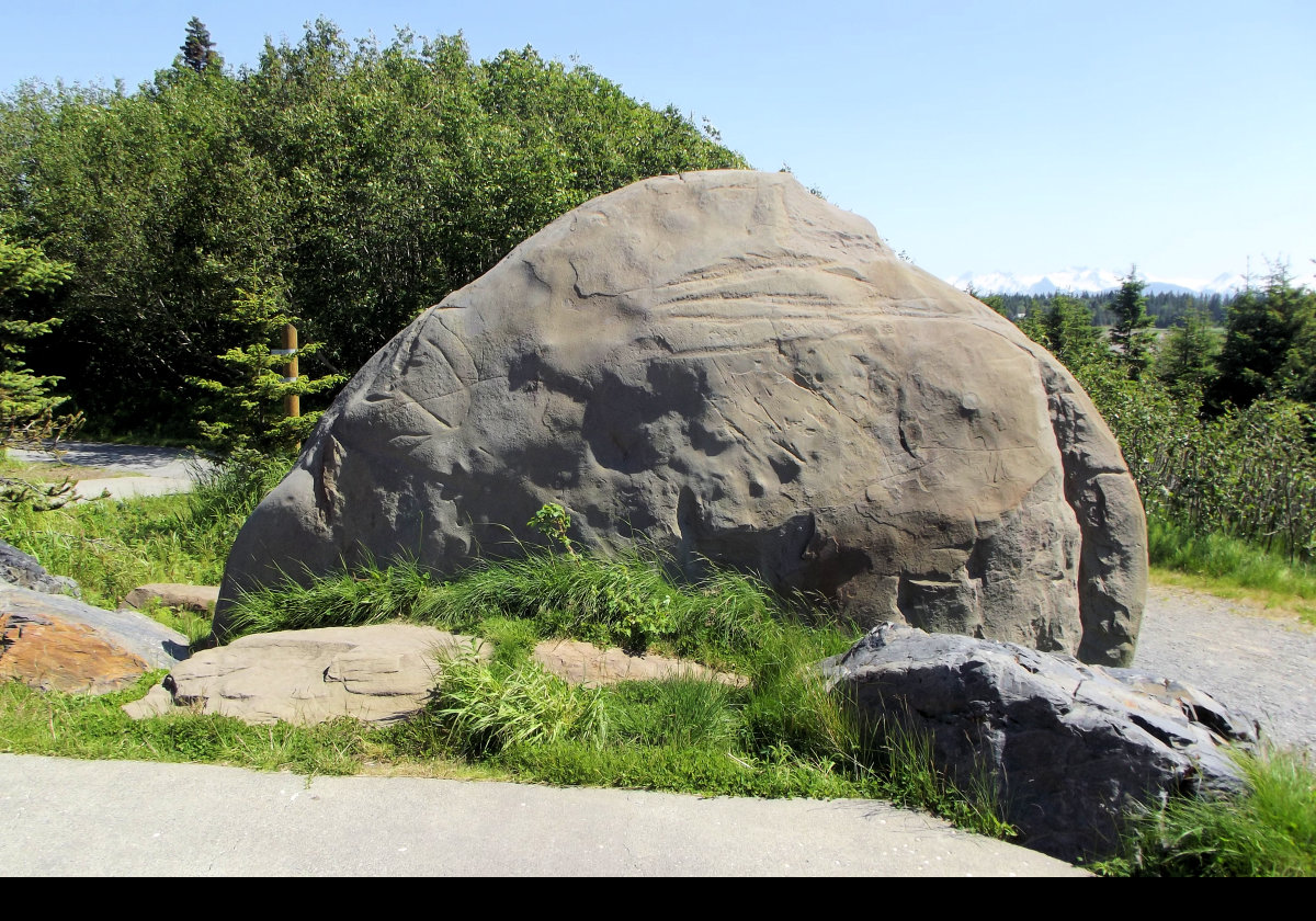 A large boulder in the extensive grounds around the Visitors Center.