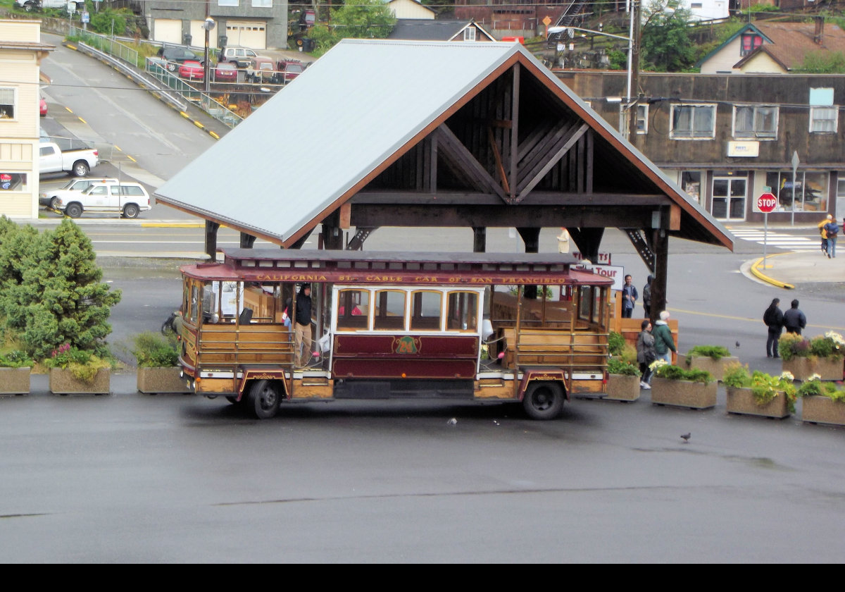 A San Francisco cable car wannabee!  Tour Ketchikan for, I believe, $25.  We had a tour booked to visit a Tlingit village.  