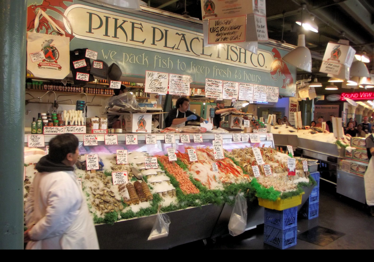 The fish market in Pike Place Market.