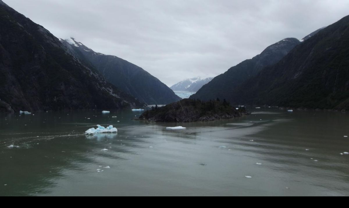 Our first glimpse of the Sawyer Glacier at the end of the 48 km (30 mile) long Tracy Arm Fjord.