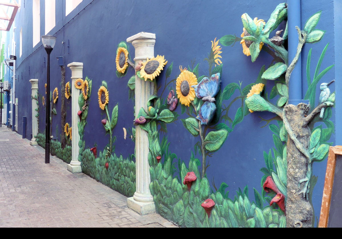 Decorated wall on a small alley in Willemstad.