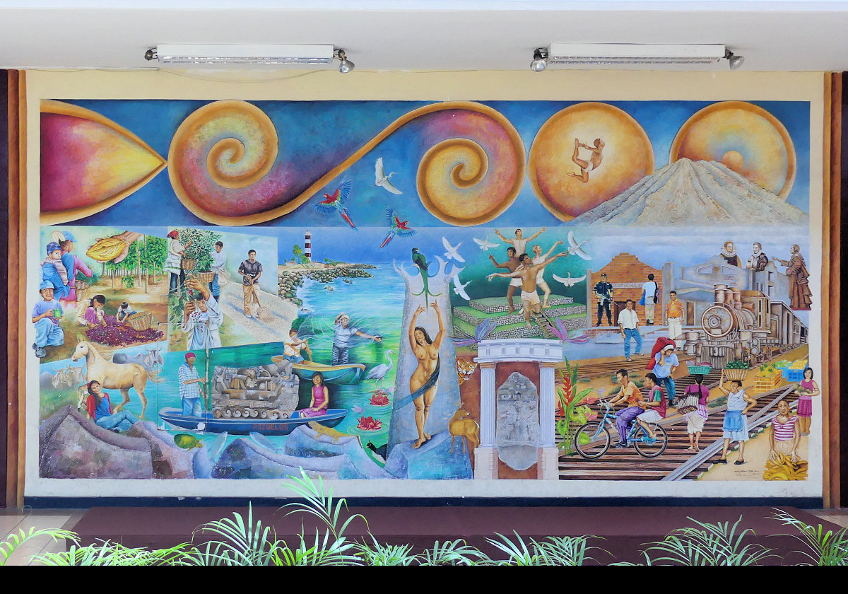 The next five pictures show murals and stained glass inside City Hall in Tapachula.