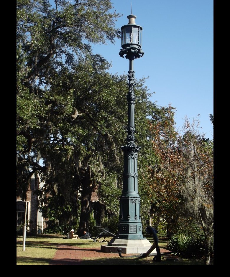 The lighthouse is located in Emmet Park in the middle of Savannah, overlooking the Savannah River.  