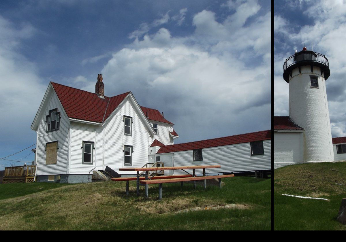 The lighthouse keeper’s cottage seen in these pictures was built in 1879, and in the same year, or possibly later in 1883, a whistling buoy that became known as Mother Ann’s Cow was added.  "Mother Ann" is a rock formation adjacent to the lighthouse.  