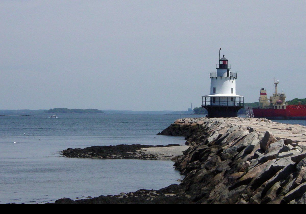 The Spring Point Ledge Lighthouse.  In 1951, the breakwater that is visible in the photographs was built.  The lighthouse is open to the public on a few days a year.  