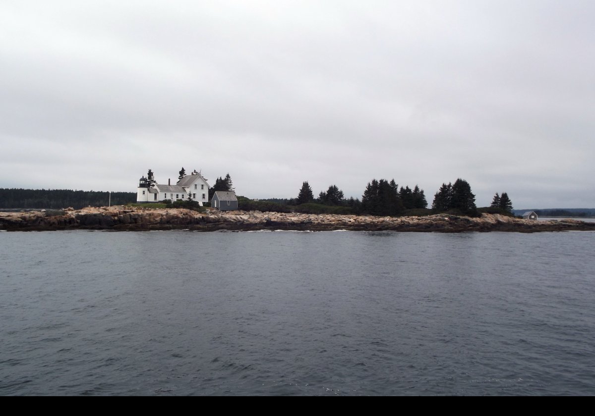 Winter Harbor lighthouse occupies the whole of Mark Island, a small island around 2.75 acres in area, situated between the Schoodic Peninsula to the east, and Turtle Island to the west in Mount Desert Narrows.  