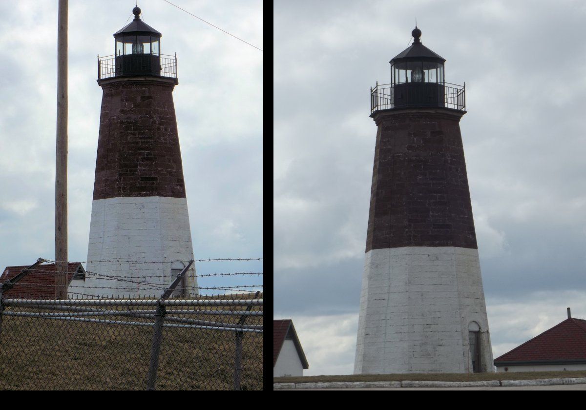 The upper half of the tower was painted brown in 1899, and a new fixed, fourth-order Fresnel lens was installed in 1907.  