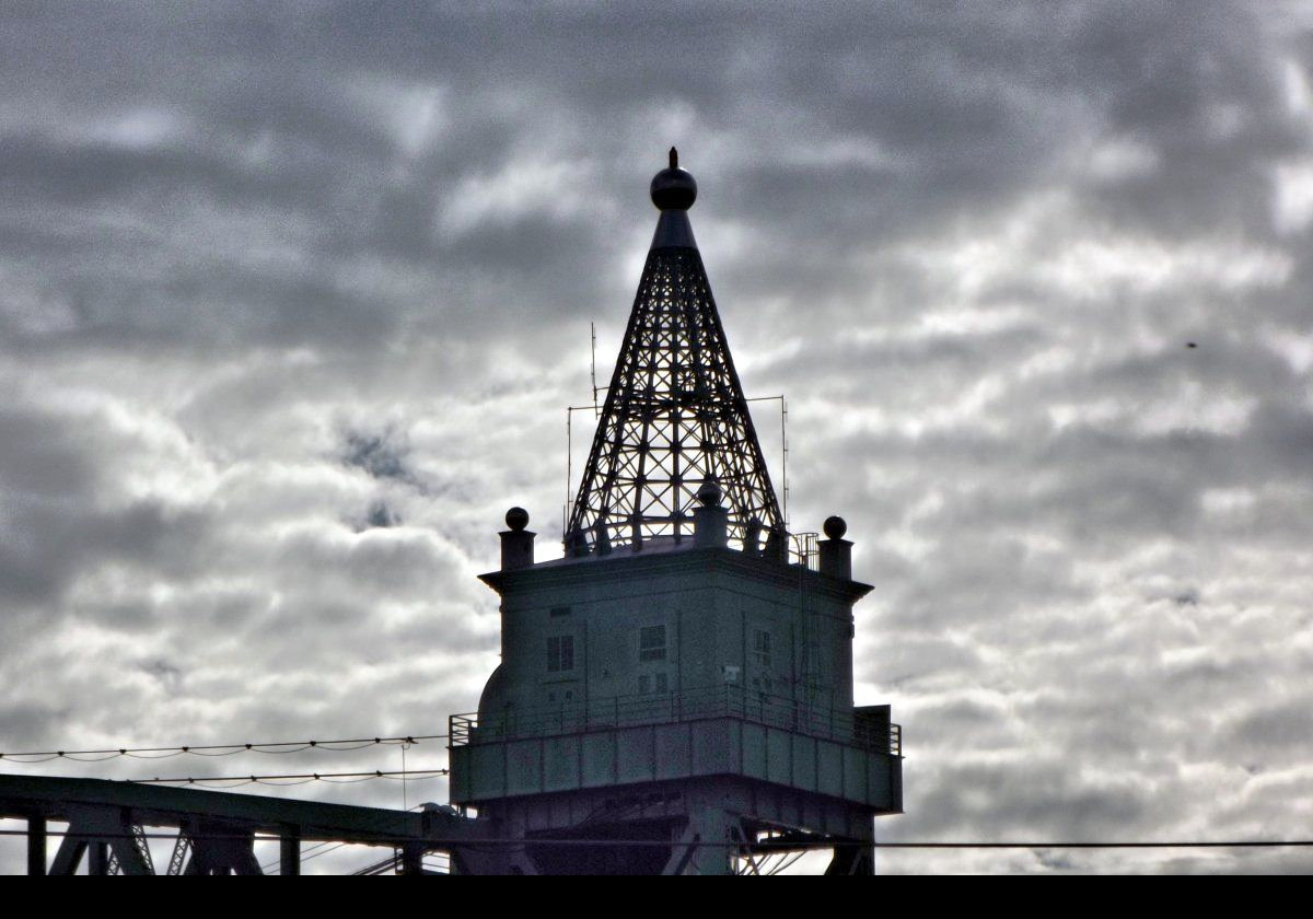 Detail of one of the towers on the Cape Cod Canal Railroad Bridge.