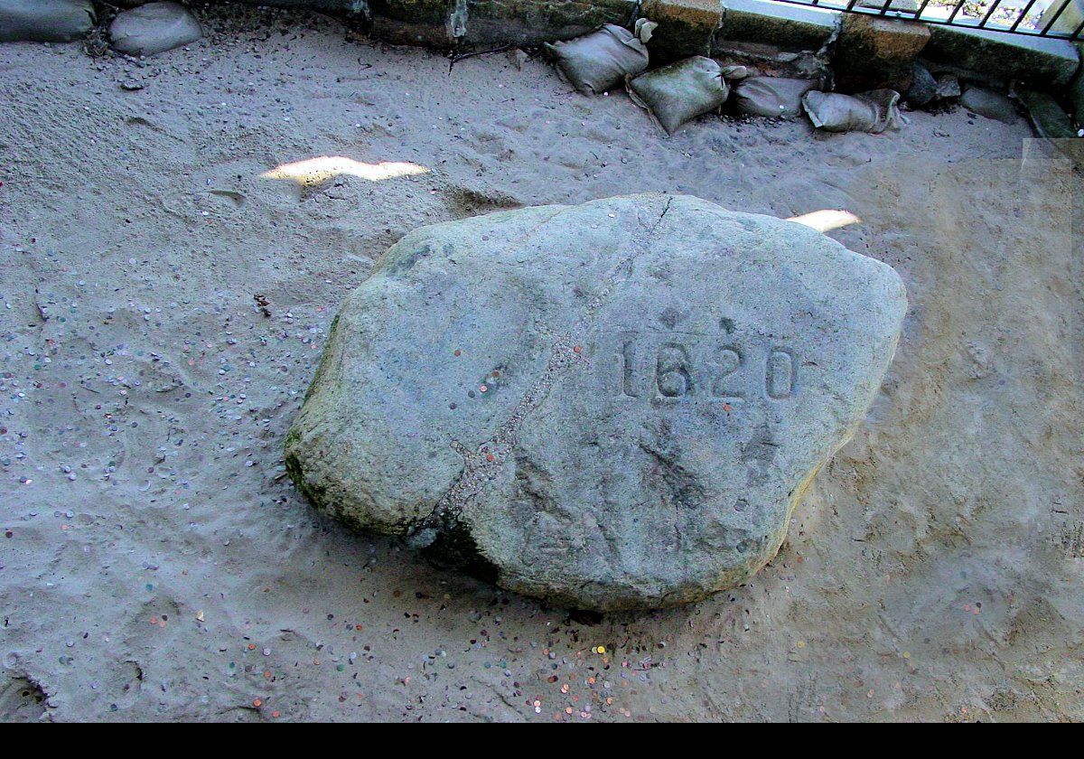 The Plymouth Rock.  The Pilgrims actually landed first on the tip of Cape Cod, now Provincetown, in November 1620 before moving on the Plymouth in December 1620.
