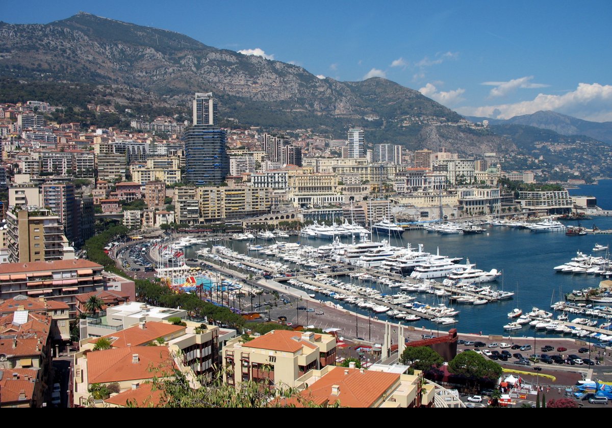 The harbor in Monaco with part of the main residential and tourist area, Monte Carlo.  
