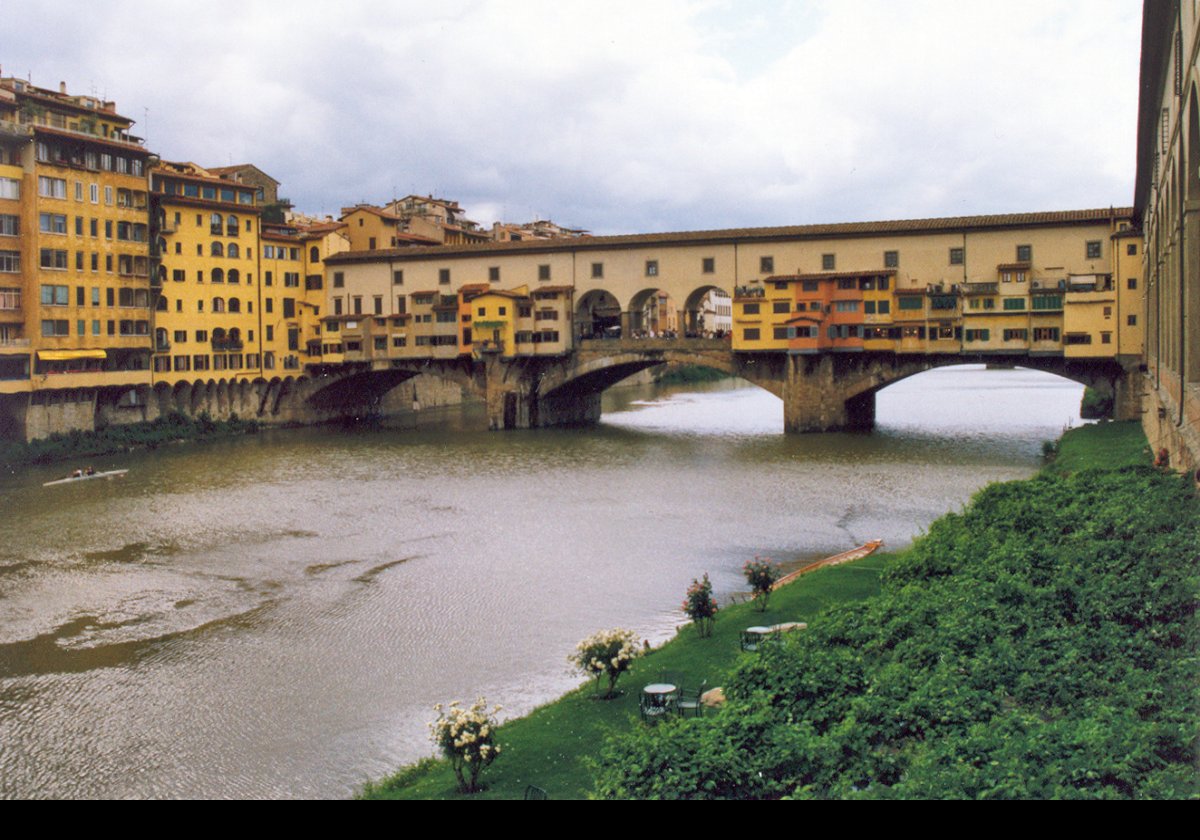 Personally, I think The Ponte Vecchio looks much better from the outside.  Once on it, much of the personality is drowned in commercialism. 