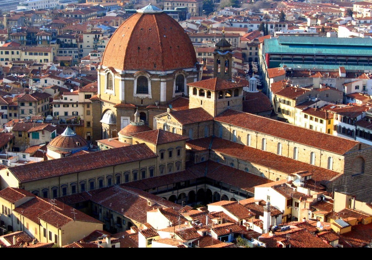 The Medici Chapels in the Basilica of San Lorenzo, with the dome of the Cappella dei Principi.  