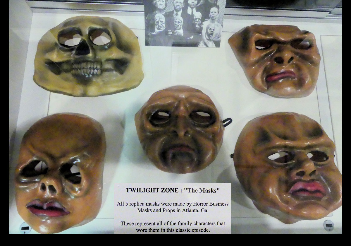 "Twighlight Zone" masks.  Click the image to see a closeup of the photograph above the masks.