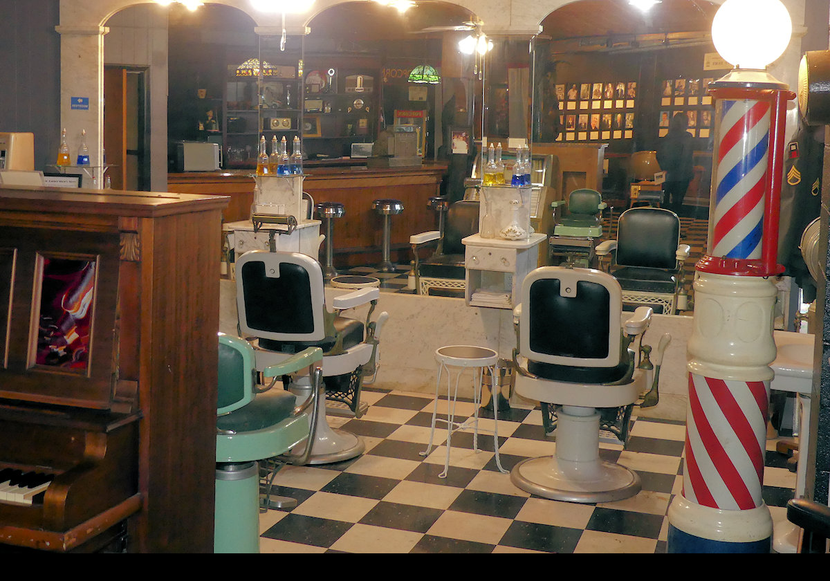 The barber shop.