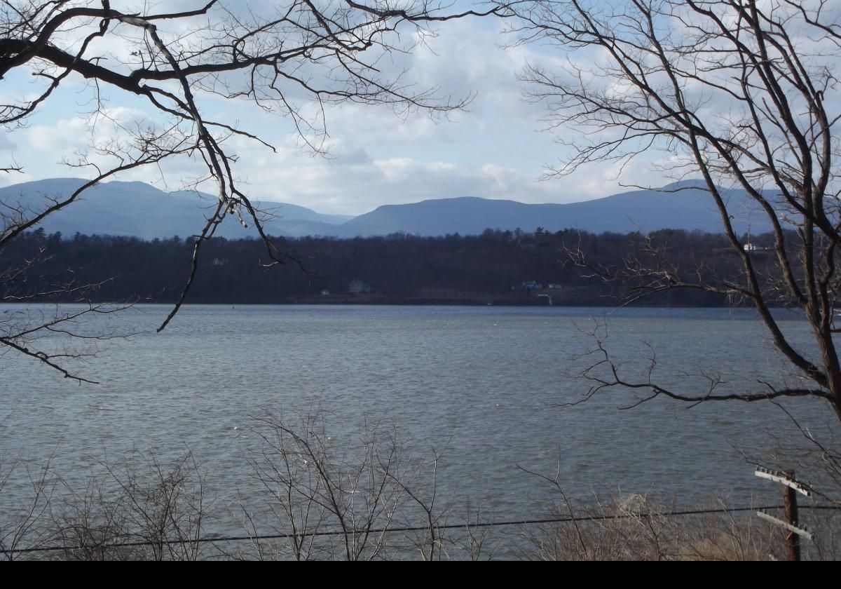 View of the Hudson River and the grounds of the estate.
