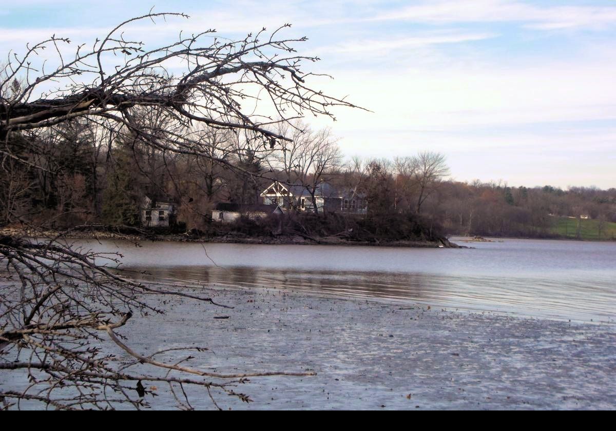 The Esopus Creek feeds into the Hudson River near the Saugerties Lighthouse.  The remaining pictures document the creek and the river as we took the walk from Lighthouse Drive to the lighthouse.  