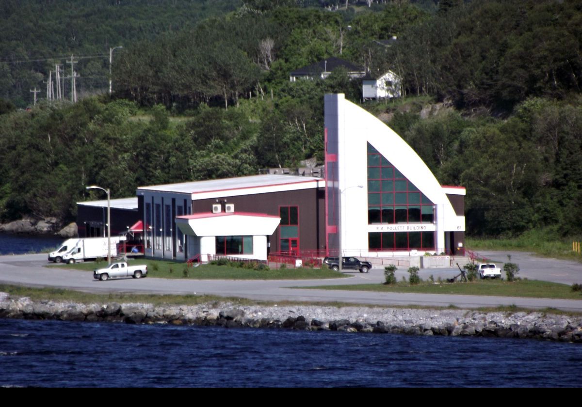 Closeup of the R. A. Pollett Building, owned by the Corner Brook Port Corporation.