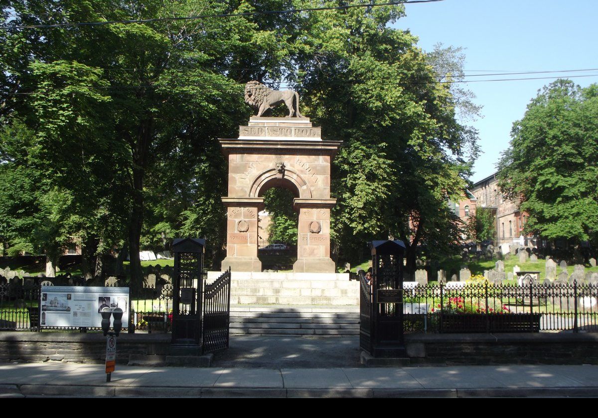 Another picture of the Sebastopol Monument showing part of the old graveyard.