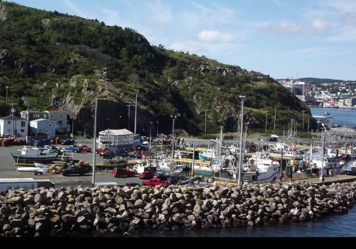 The dock and marina just at the end of The Narrows where it opens into St John's Harbor.