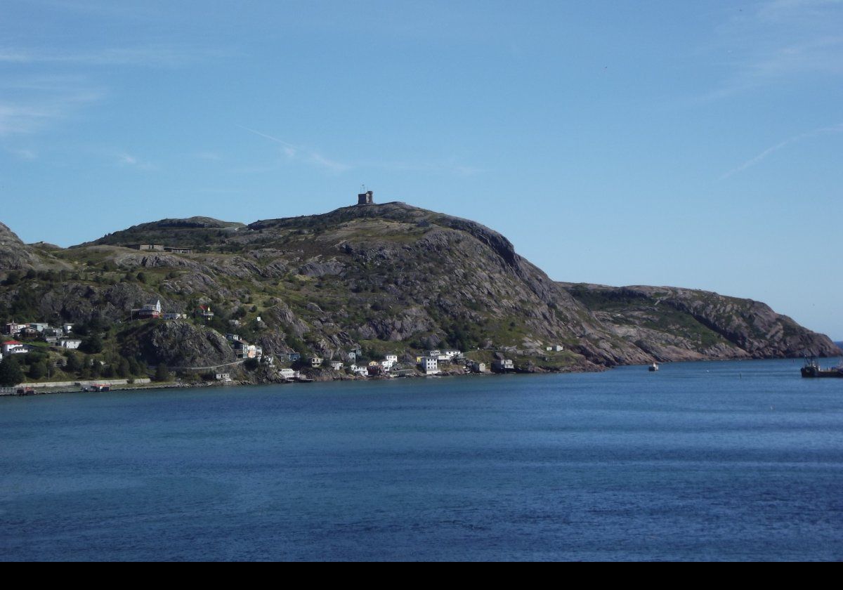 Our first distant view of Cabot Tower on top of Signal Hill. Construction of the Tower started in 1898 to commemorate the 400th anniversary of John Cabot's discovery of Newfoundland as well as the Diamond Jubilee of Queen Victoria's reign.