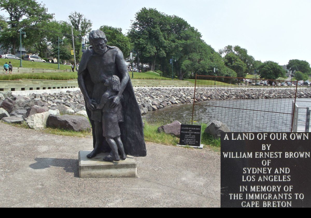 A sculpture by William Ernest Brown entitled “Land of Our Own”.  It represents the many immigrants who came to Cape Breton.   It is close to the dock where we arrived, and was placed here quite recently in 2012. 