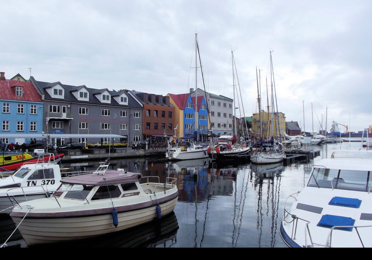 The marina with some of the historic buildings in the Tinganes district. 