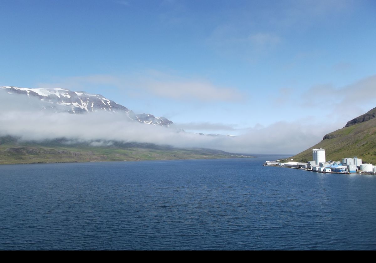Scenic pictures of the fjord as we set sail and depart Seydisfjordur and head to the Faroe Islands.