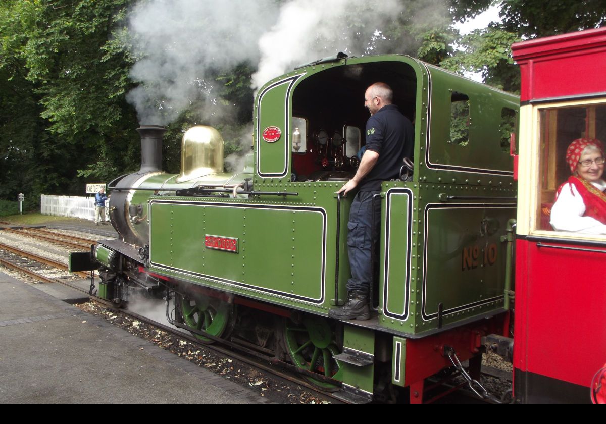 Our engine; number10.  Built in 1905 by Beyer, Peacock & Co., she was named for the railway company's then director George Henry Wood.  