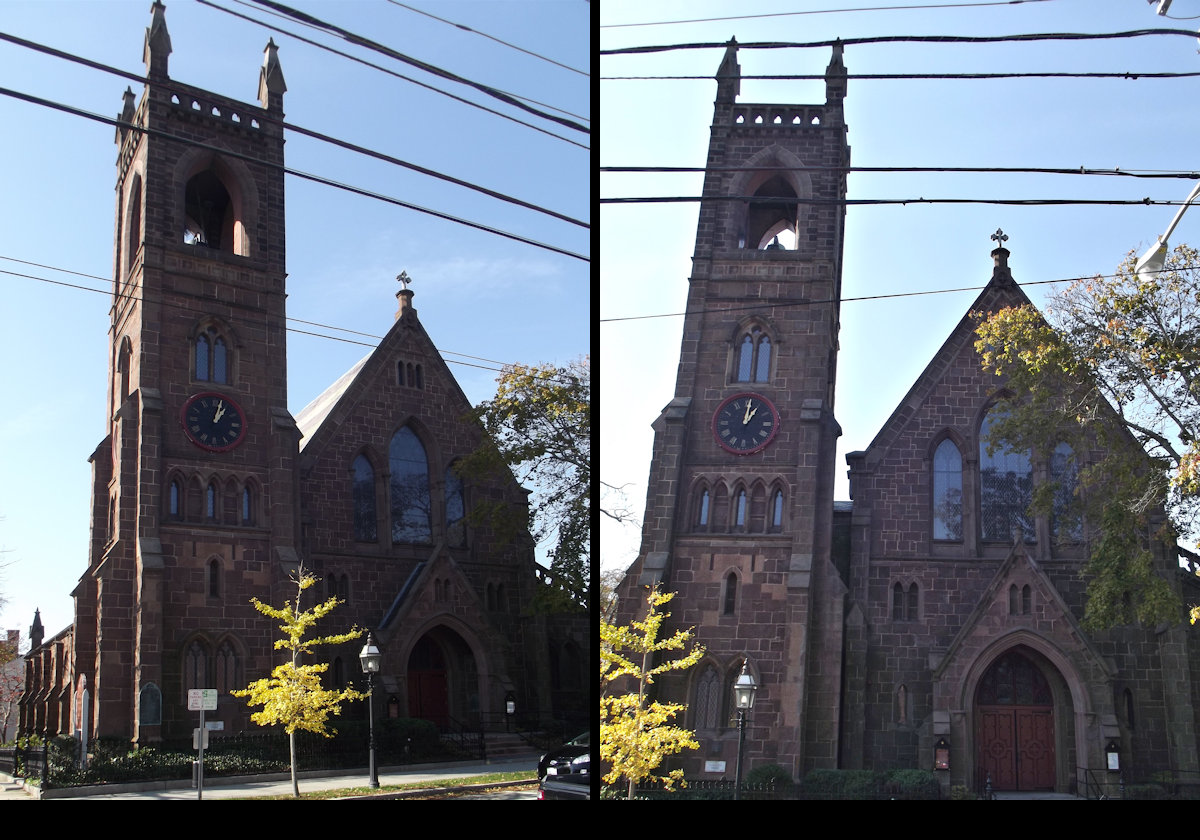 Built in 1861, this is St. Michael’s Episcopal Church at 375 Hope Street.  It is the 4th church built on here, the first having been burned down by the British in 1778. The clock dates to 1871, and the present spire replaced the original after the Gale in 1891.