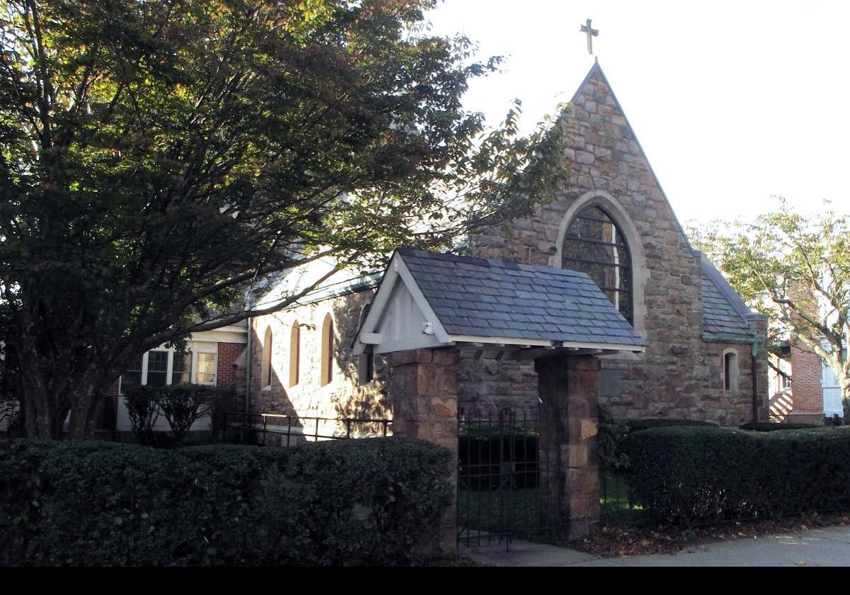 This church is located just across the road from the library.