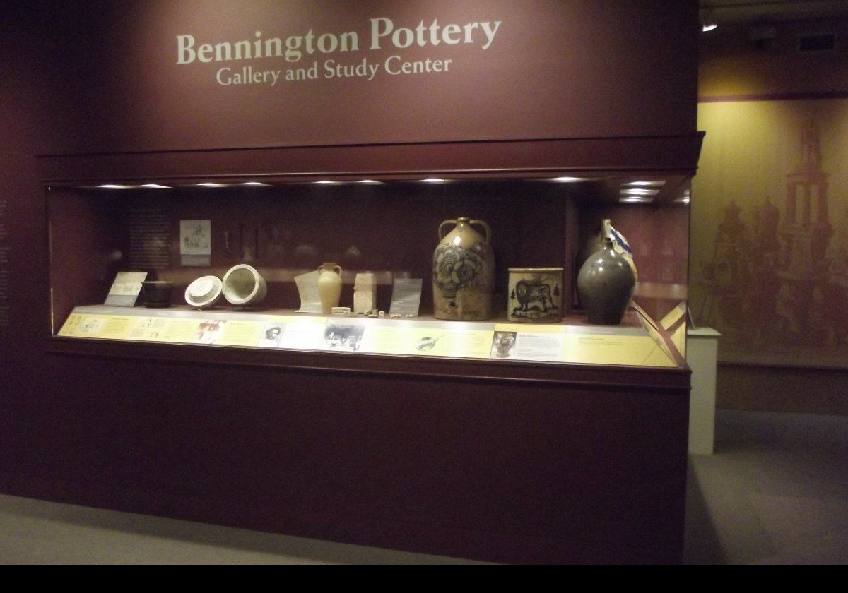 Pottery has been made in Bennington since Captain John Norton started production of basic pottery in 1785.  Production flourished with more elaborate naturalistic designs.  The company ceased manufacturing in 1894.  The tradition of Bennington Pottery continues to this day.