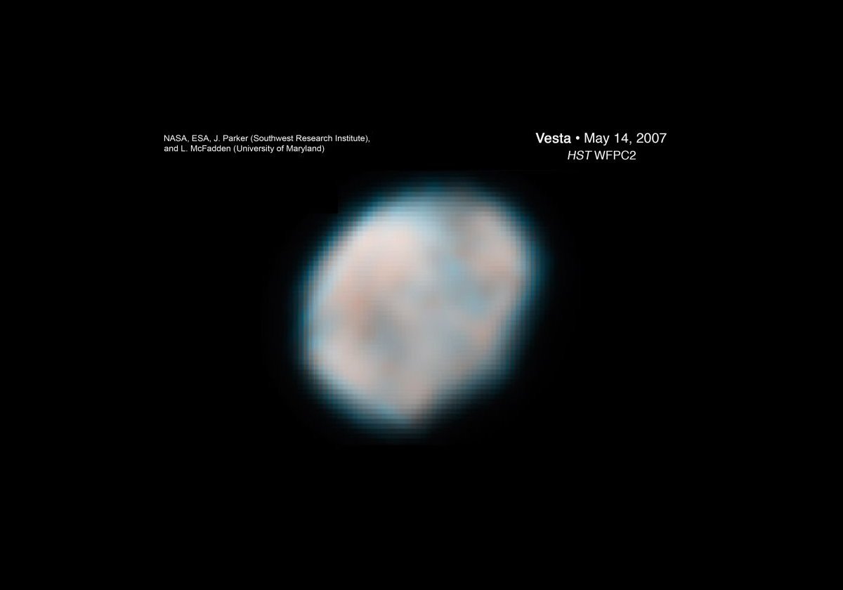 4 Vesta imaged by the Hubble Space Telescope. 