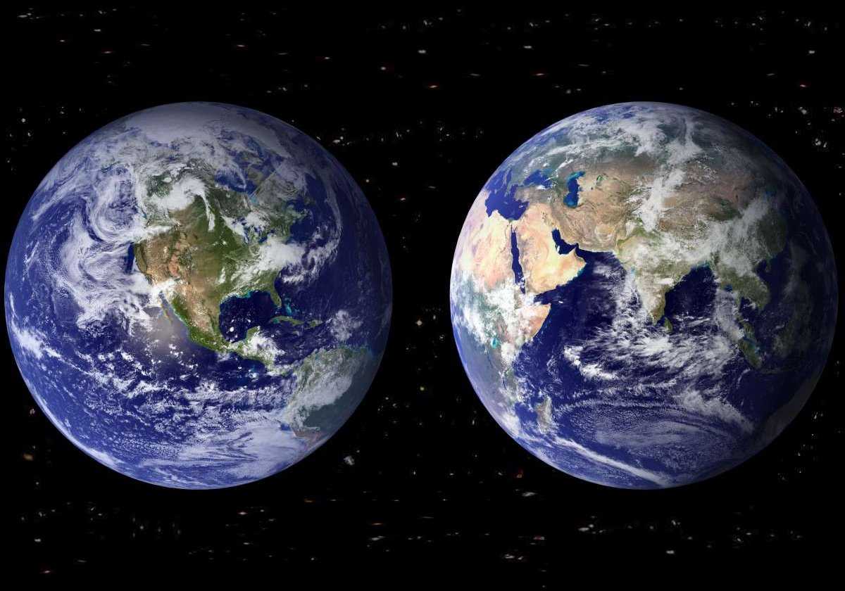 The "Blue Marble" images of the Earth.   This version was generated by NASA; the left image in 2001, and the right image in 2002.  
