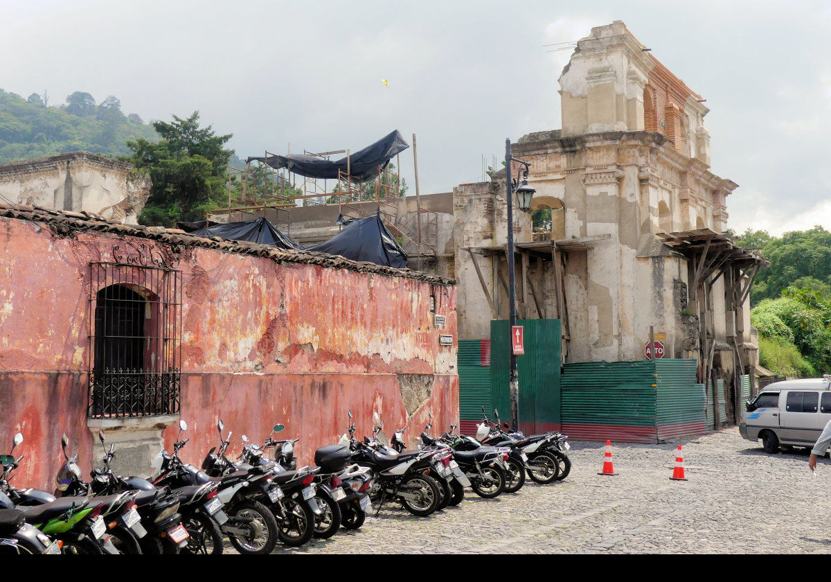 We encountered a great many damaged or ruined buildings in Anigua.